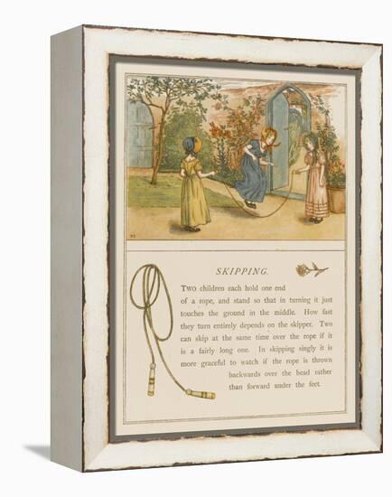 Victorian Girls in Bonnets Skipping-null-Framed Stretched Canvas