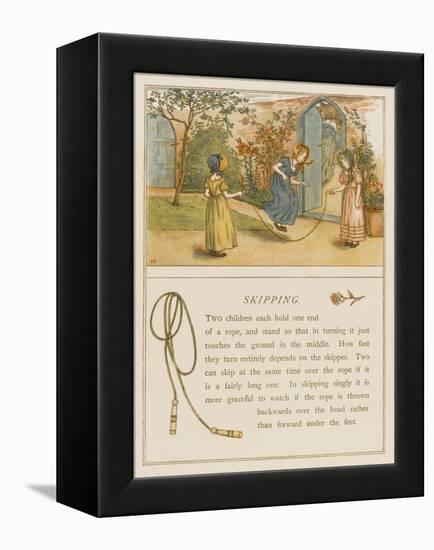 Victorian Girls in Bonnets Skipping-null-Framed Stretched Canvas