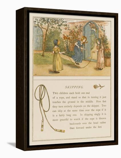 Victorian Girls in Bonnets Skipping-null-Framed Stretched Canvas