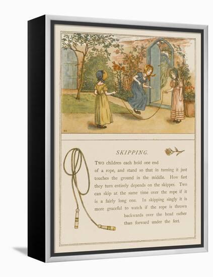 Victorian Girls in Bonnets Skipping-null-Framed Stretched Canvas