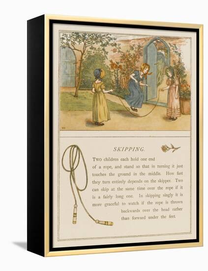 Victorian Girls in Bonnets Skipping-null-Framed Stretched Canvas