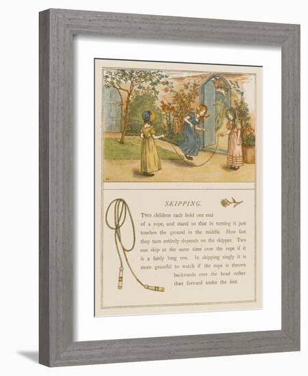 Victorian Girls in Bonnets Skipping-null-Framed Art Print