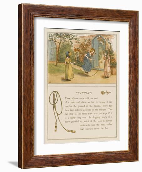 Victorian Girls in Bonnets Skipping-null-Framed Art Print