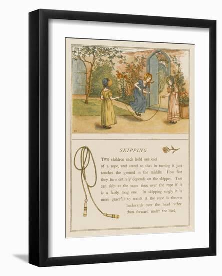 Victorian Girls in Bonnets Skipping-null-Framed Art Print