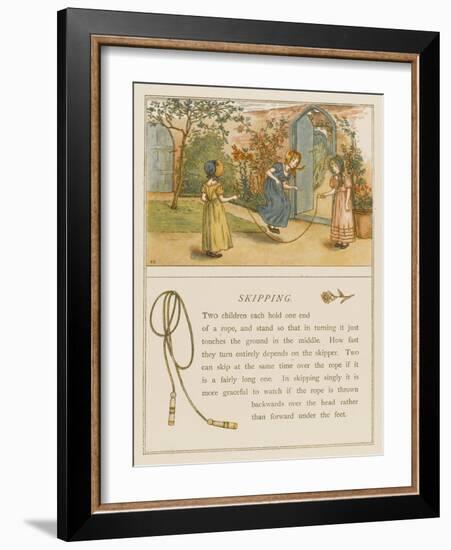 Victorian Girls in Bonnets Skipping-null-Framed Art Print