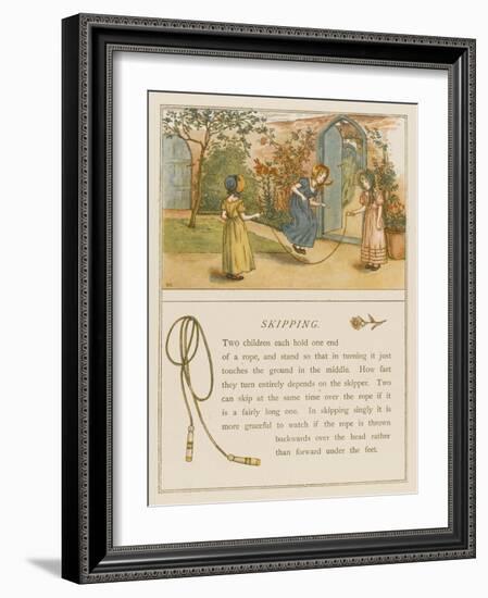 Victorian Girls in Bonnets Skipping-null-Framed Art Print