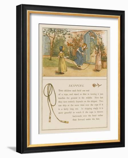 Victorian Girls in Bonnets Skipping-null-Framed Art Print