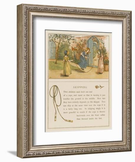 Victorian Girls in Bonnets Skipping-null-Framed Premium Giclee Print