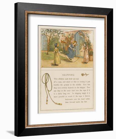 Victorian Girls in Bonnets Skipping-null-Framed Premium Giclee Print