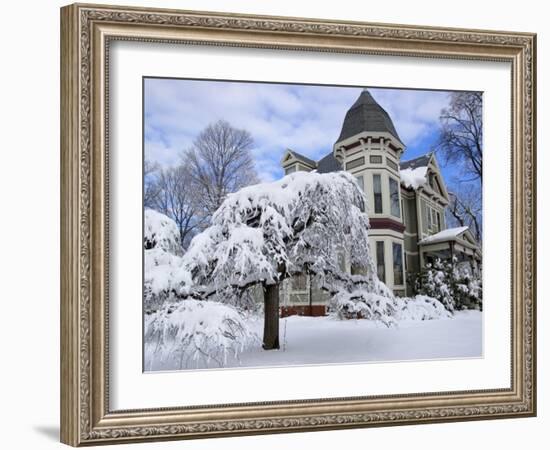 Victorian Home After Snowfall, Reading, Massachusetts, USA-Lisa S. Engelbrecht-Framed Photographic Print