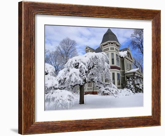 Victorian Home After Snowfall, Reading, Massachusetts, USA-Lisa S. Engelbrecht-Framed Photographic Print