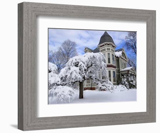 Victorian Home After Snowfall, Reading, Massachusetts, USA-Lisa S. Engelbrecht-Framed Photographic Print