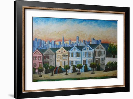 Victorian Houses - Seven Sisters San Francisco-Markus Bleichner-Framed Premium Giclee Print