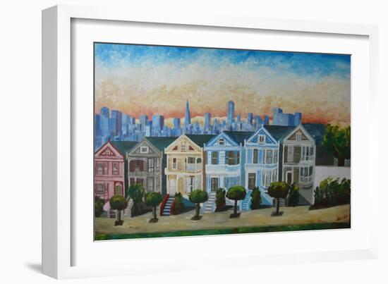 Victorian Houses - Seven Sisters San Francisco-Markus Bleichner-Framed Premium Giclee Print