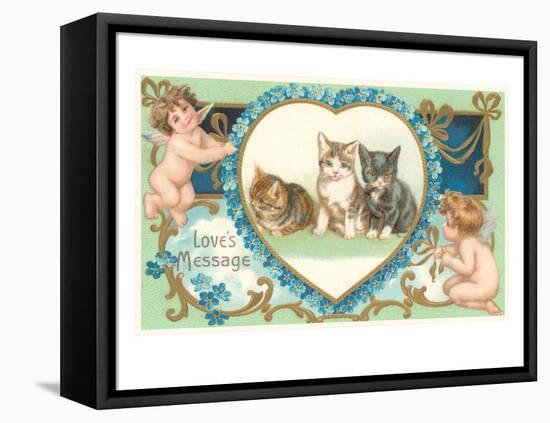 Victorian Kittens and Cupids, Love's Message-null-Framed Stretched Canvas