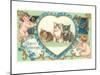 Victorian Kittens and Cupids, Love's Message-null-Mounted Art Print