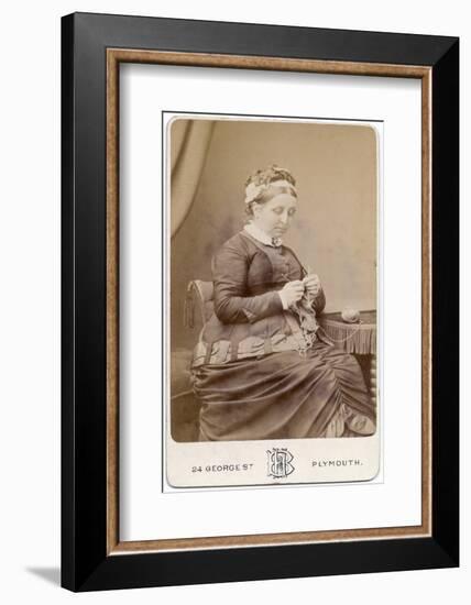 Victorian Lady Knitting-null-Framed Photographic Print