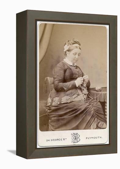 Victorian Lady Knitting-null-Framed Premier Image Canvas