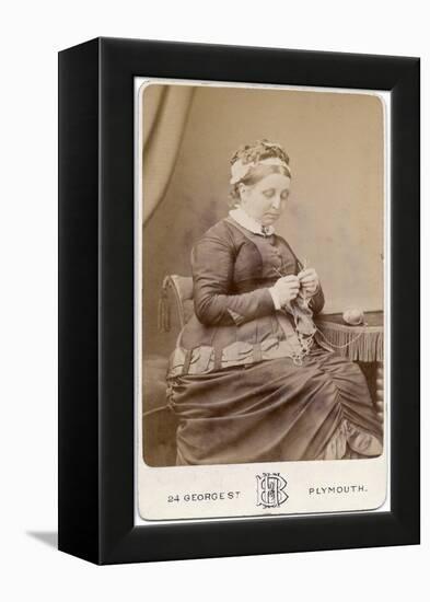 Victorian Lady Knitting-null-Framed Premier Image Canvas