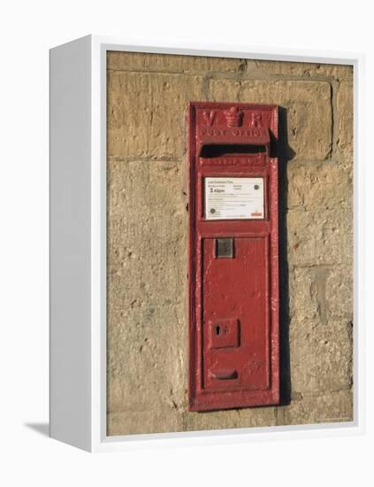 Victorian Post Box, Stanway Village. the Cotswolds, Gloucestershire, England, United Kingdom-David Hughes-Framed Premier Image Canvas