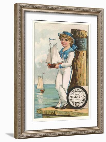 Victorian Sailor Boy with Toy Boat-null-Framed Art Print