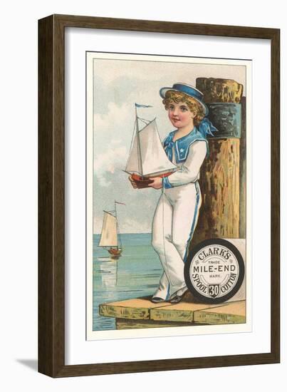 Victorian Sailor Boy with Toy Boat-null-Framed Art Print