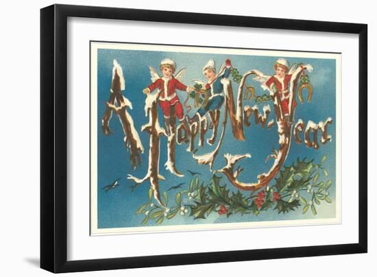 Victorian Santa Angels-null-Framed Art Print