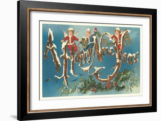 Victorian Santa Angels-null-Framed Art Print