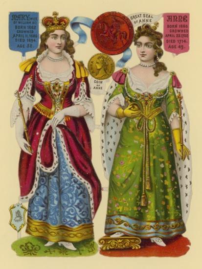 Victorian Scrap Queen Mary Queen Anne Giclee Print By English School Art Com