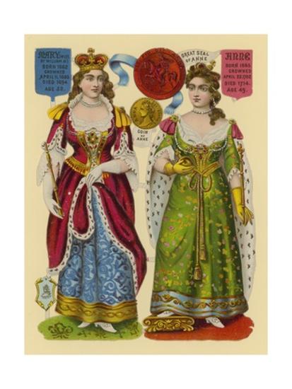 Victorian Scrap Queen Mary Queen Anne Giclee Print By English School Art Com