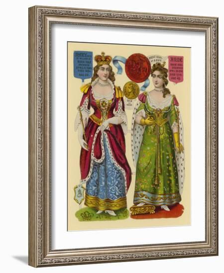 Victorian Scrap: Queen Mary, Queen Anne-English School-Framed Giclee Print