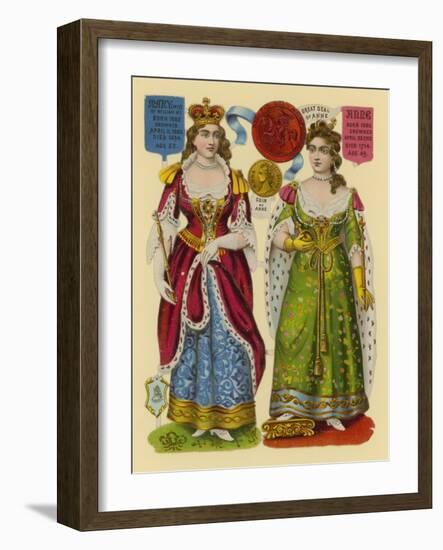 Victorian Scrap: Queen Mary, Queen Anne-English School-Framed Giclee Print