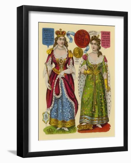 Victorian Scrap: Queen Mary, Queen Anne-English School-Framed Giclee Print