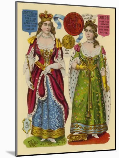 Victorian Scrap: Queen Mary, Queen Anne-English School-Mounted Giclee Print