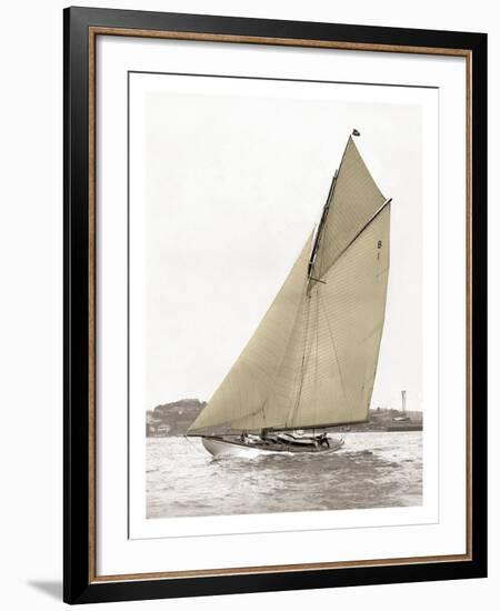 Victorian sloop on Sydney Harbour-null-Framed Art Print