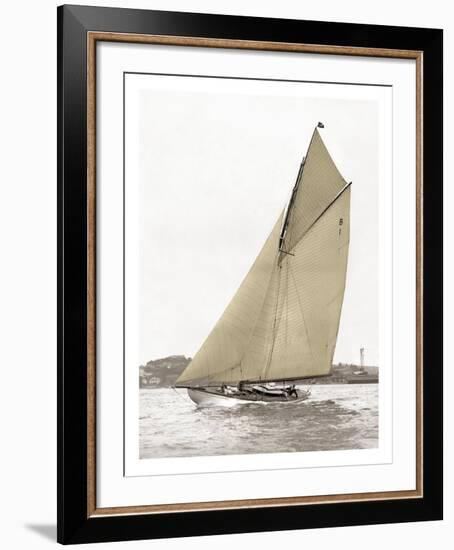 Victorian sloop on Sydney Harbour-null-Framed Art Print