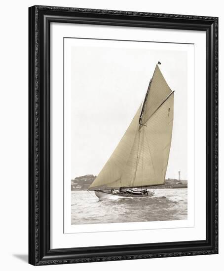 Victorian sloop on Sydney Harbour-null-Framed Art Print