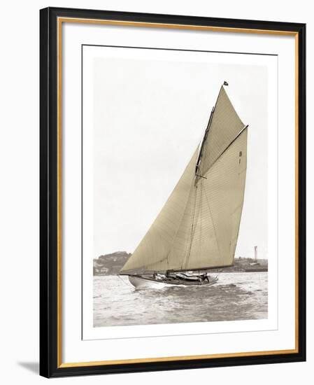 Victorian sloop on Sydney Harbour-null-Framed Art Print