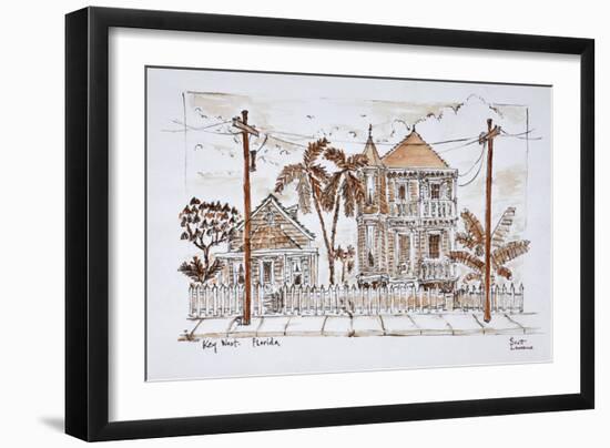 Victorian style 'Conch houses,' Key West, Florida-Richard Lawrence-Framed Photographic Print