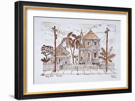 Victorian style 'Conch houses,' Key West, Florida-Richard Lawrence-Framed Photographic Print