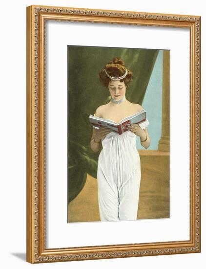 Victorian Woman Reading-null-Framed Art Print