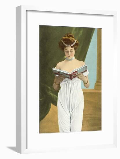 Victorian Woman Reading-null-Framed Art Print