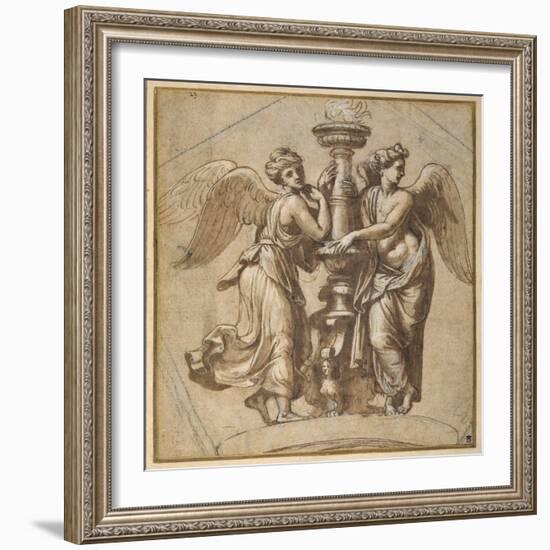 Victories Embracing a Candelabrum-Giovanni Francesco Penni-Framed Giclee Print