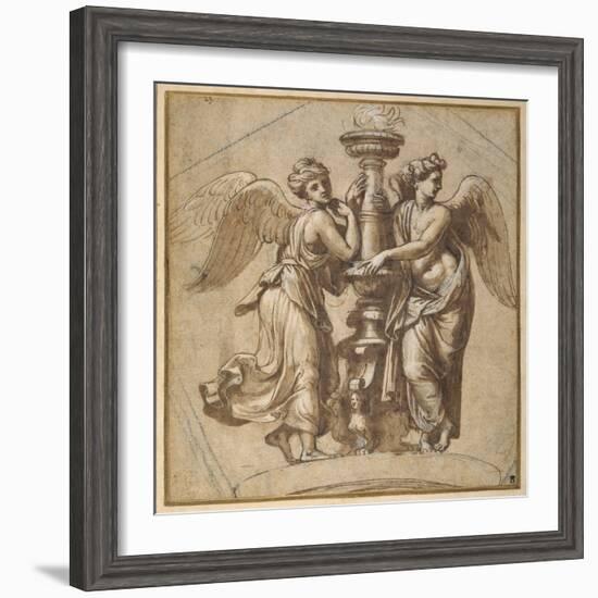 Victories Embracing a Candelabrum-Giovanni Francesco Penni-Framed Giclee Print