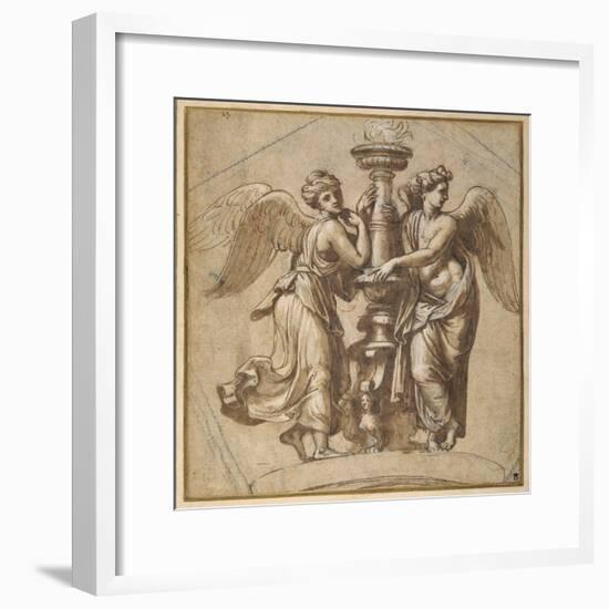 Victories Embracing a Candelabrum-Giovanni Francesco Penni-Framed Giclee Print
