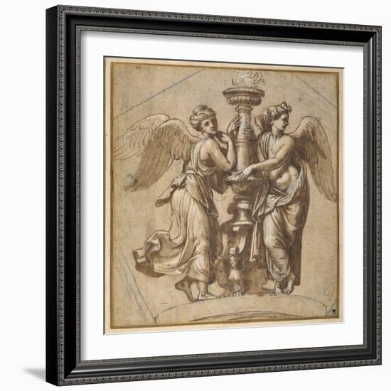Victories Embracing a Candelabrum-Giovanni Francesco Penni-Framed Giclee Print