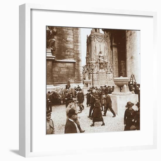 Victory celebration, civilians at the Arc de Triomphe, Paris, France, July 1919-Unknown-Framed Photographic Print