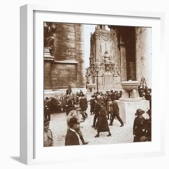 Victory celebration, civilians at the Arc de Triomphe, Paris, France, July 1919-Unknown-Framed Photographic Print