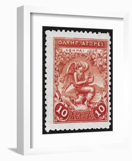 Victory. Greece 1906 Olympic Games 10 Lepta, Unused-null-Framed Giclee Print