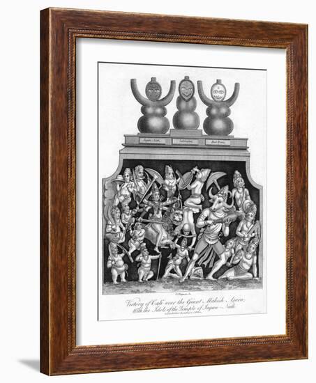 Victory of Cali over the Giant Mahish A'Sura, with the Idols of the Temple of Jagannath, 1809-J Chapman-Framed Giclee Print